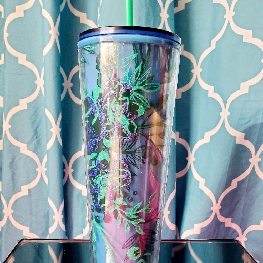 Starbucks 2022 Holiday Blue Green Berry Corsage Color Change Tumbler